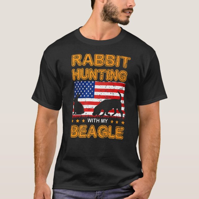 Dog Beagle Rabbit Hunting Beagle Hunter Usa Flag H T-Shirt (Front)