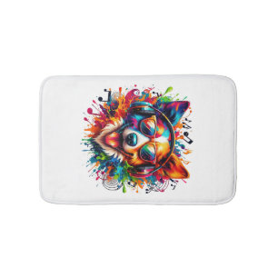 Dog Beats Colourful Bath Mat