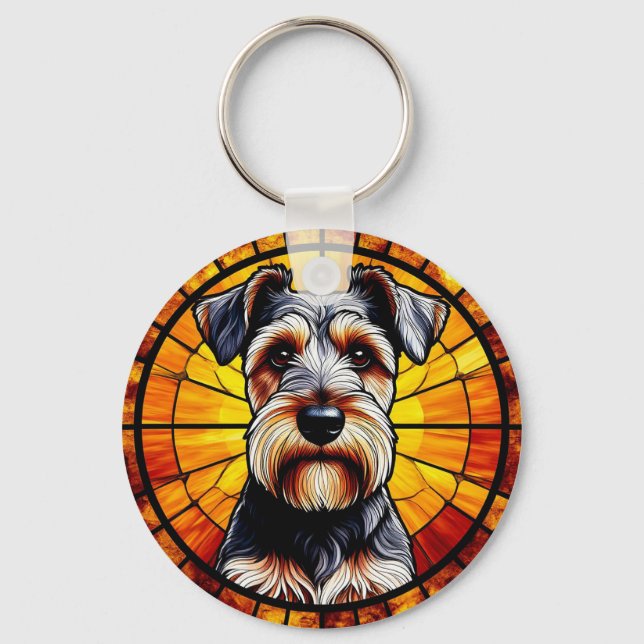 Dog Beautiful Stained Glass Artwork Keychain (Front)