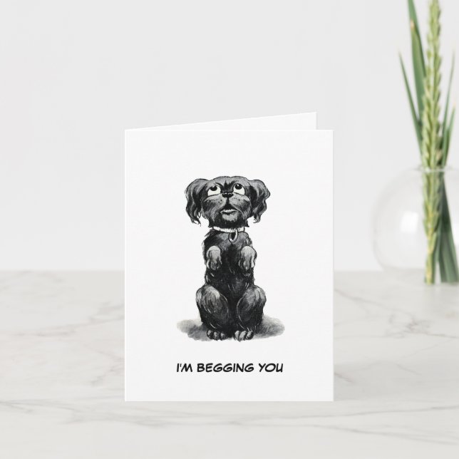 Dog Begging for Forgiveness, Late Birthday Wishes Card (Front)