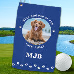 Dog Best Dad Ever Blue Personalized Photo Golf Towel<br><div class="desc">Best Dad By Par ... Two of your favourite things , golf and your dog ! Now you can take your best friend with you as you play 18 holes . Surprise the Dog Dad and Golf Lover with these super cute dog photo custom golf towels and matching golf accessories...</div>