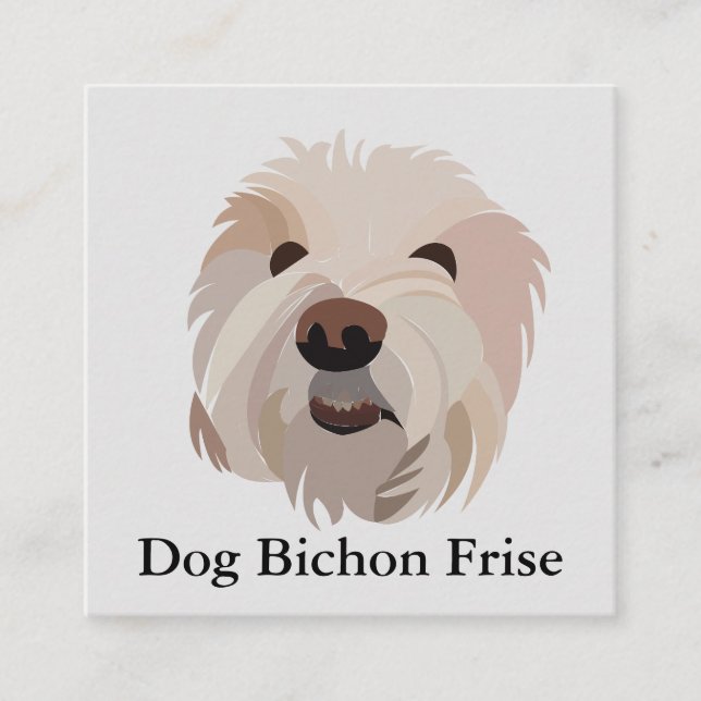 Dog Bichon Frise Cute Dog Square Business Card (Front)