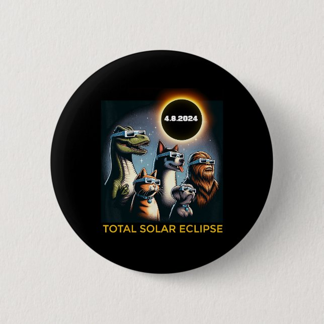 Dog Bigfoot Eclipse Gles Total Solar Eclipse 2024  2 Inch Round Button (Front)