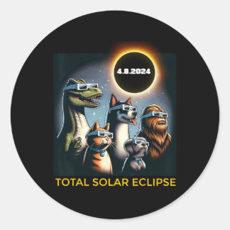 Dog Bigfoot Eclipse Gles Total Solar Eclipse 2024 Classic Round Sticker