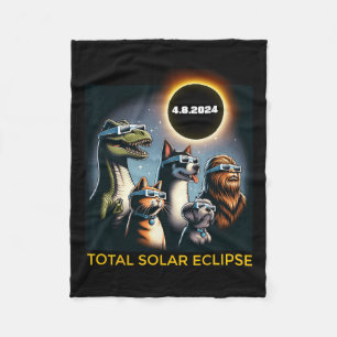 Dog Bigfoot Eclipse Gles Total Solar Eclipse 2024 Fleece Blanket