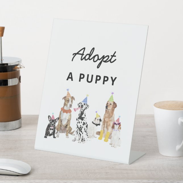 Dog Birthday Adopt A Puppy Party Sign (In SItu)