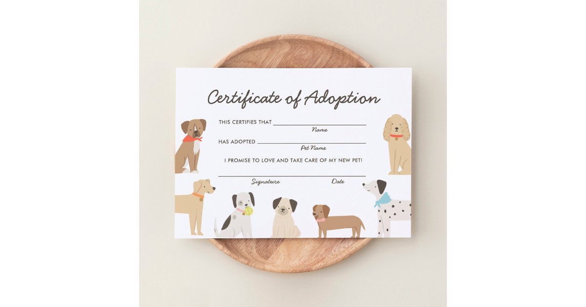 Dog Birthday Adoption Certificate Invitation | Zazzle