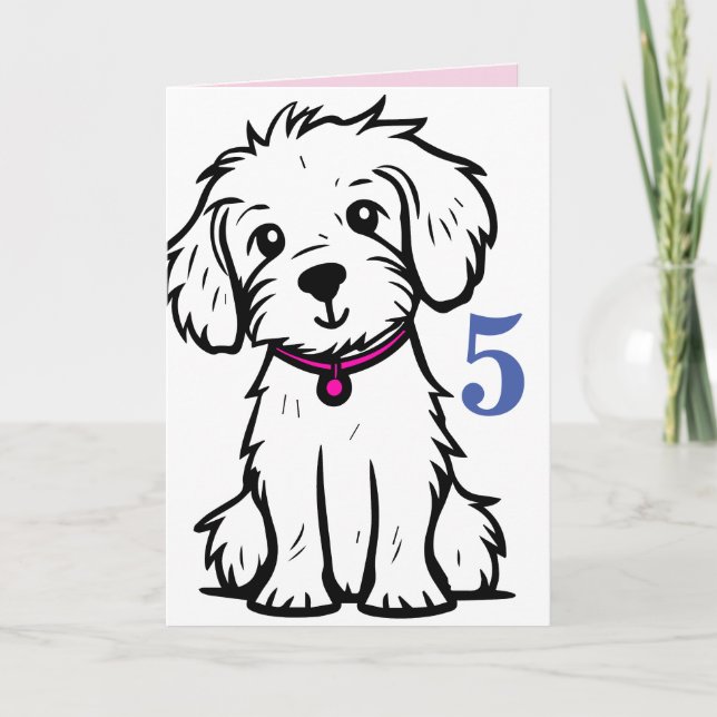 Dog Birthday Card, Happy 5th Birthday Card (Front)