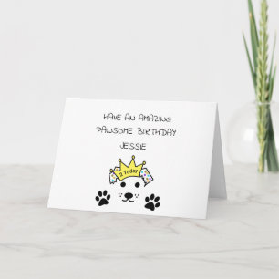 Dog Birthday Card, Personalise with Name and Age Card