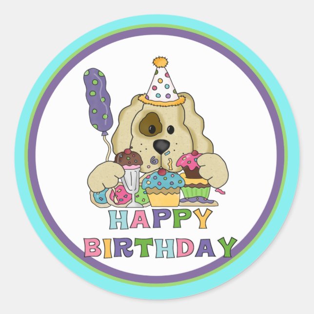 Dog Birthday Classic Round Sticker (Front)