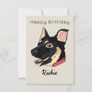 Dog Birthday - German Shepherd Puppy Name Card