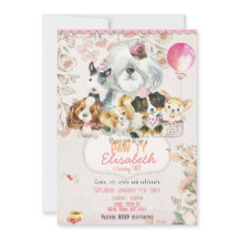 Dog Birthday Invitation Printable, girl Invitation