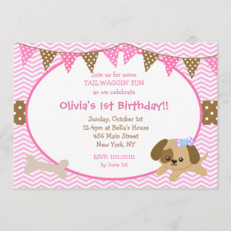 Dog Birthday Invitations for Girl
