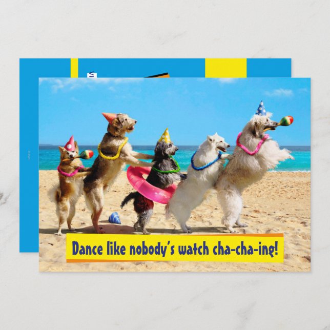 Dog Birthday Party Conga Line Invitation (Front/Back)