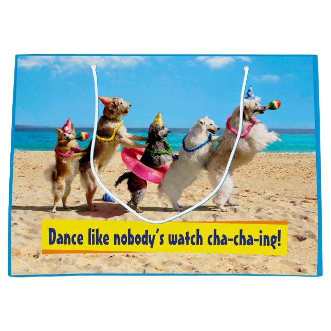 Dog Birthday Party Conga Line Large Gift Bag (Front)