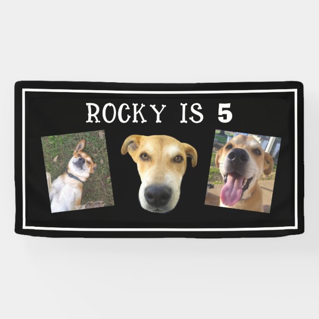 Dog Birthday Party Custom Pet Photo Party Banner (Horizontal)