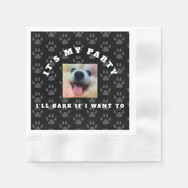 Dog Birthday Party Custom Photo Napkin (Front)