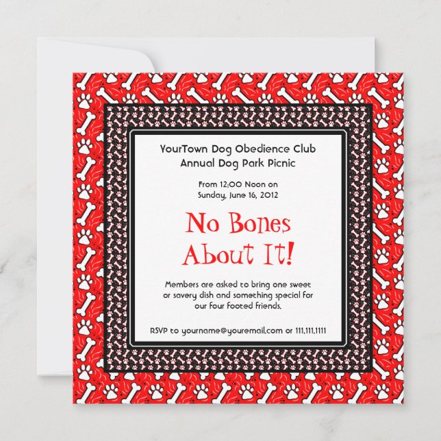 Dog Birthday Party, Doggie Picnic in Park Invitation (Front)