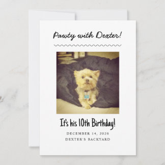 Dog Birthday Party - Funny Invitation with Photo