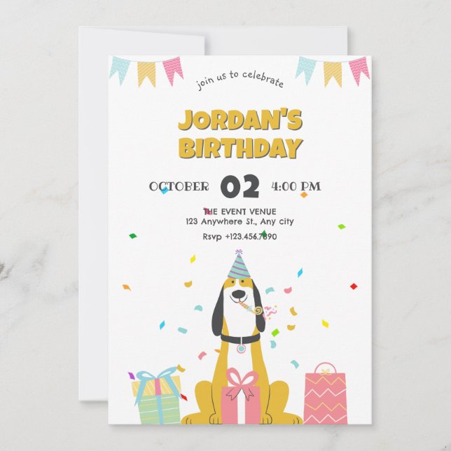 Dog birthday party Invitation (Front)