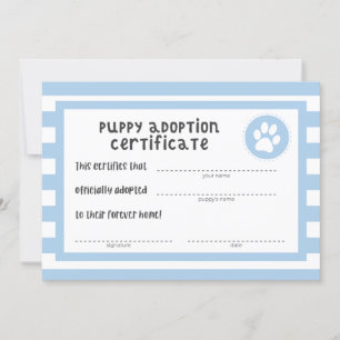 Dog Birthday Party Puppy Adoption Certificate