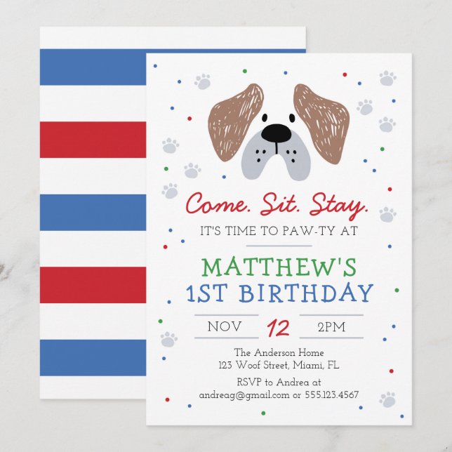 Dog Birthday Party, Puppy Paw-ty Invitation (Front/Back)