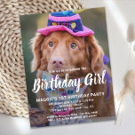 Dog Birthday Personalized Pet Photo Invitation  Postcard<br><div class="desc">Birthday Girl! Invite friends and family to your puppy or dog birthday party with this simple pet photo birthday boy design dog birthday invitation card. Add your pup's favourite photo and personalize with name, birthday number, and all dog birthday party info! Change to Birthday Boy of a boy pup. Visit...</div>