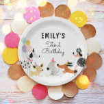 Dog Birthday Puppy Pawty Animals Pet Vet Modern Paper Plate<br><div class="desc">♥ A perfect addition to your party! Dog Puppy theme.</div>