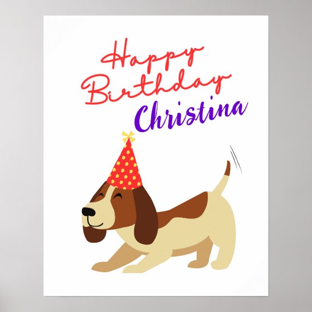Dog Birthday Sign, Personalized Puppy Birthday Poster (Front)