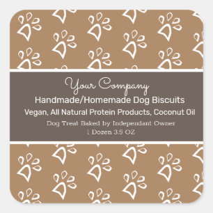 Dog Biscuit Homemade Handmade Treat Paw Square Sticker