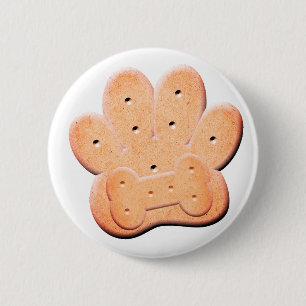 Dog Biscuit Pawprint and Bone Art 2 Inch Round Button