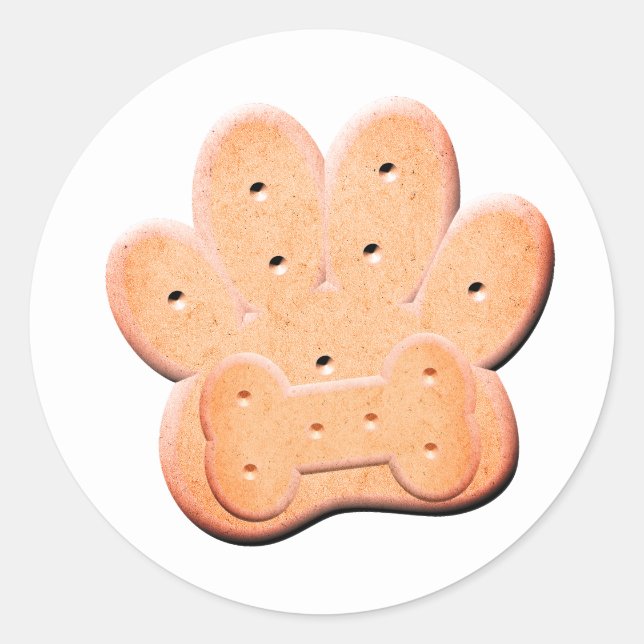 Dog Biscuit Pawprint and Bone Art Classic Round Sticker (Front)