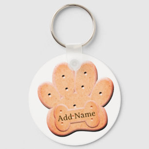 Dog Biscuit Pawprint and Bone Art Keychain
