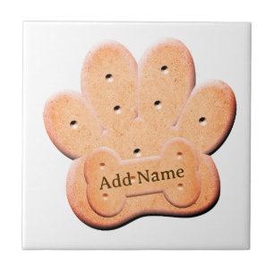 Dog Biscuit Pawprint and Bone Art Tile