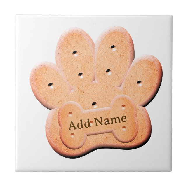 Dog Biscuit Pawprint and Bone Art Tile (Front)