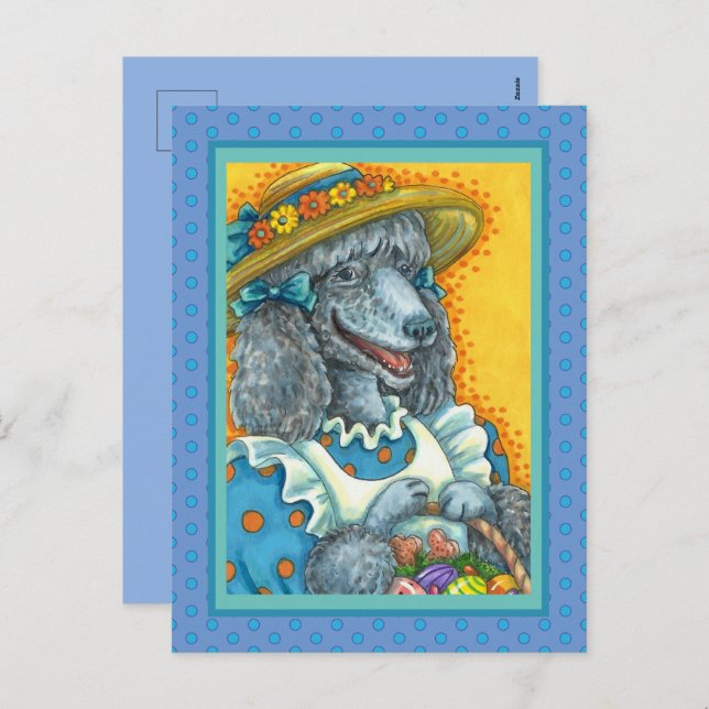 DOG BISCUITS AND EASTER EGG BASKET, CUTE POODLE HOLIDAY POSTCARD (Front/Back)