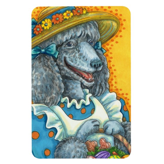 DOG BISCUITS AND EASTER EGG BASKET, CUTE POODLE MAGNET (Vertical)