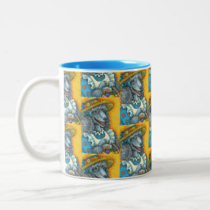 DOG BISCUITS AND EASTER EGG BASKET, CUTE POODLE Two-Tone COFFEE MUG