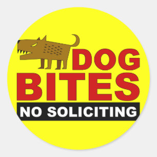 Dog Bites, No Soliciting Sticker
