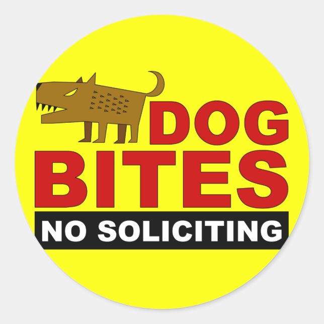 Dog Bites, No Soliciting Sticker (Front)