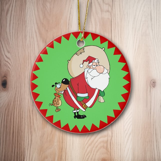Dog Biting Santa Funny Christmas Ornament (Creator Uploaded)