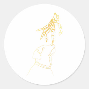 Dog Black Lover Skeleton Hand Funny Halloween 2023 Classic Round Sticker