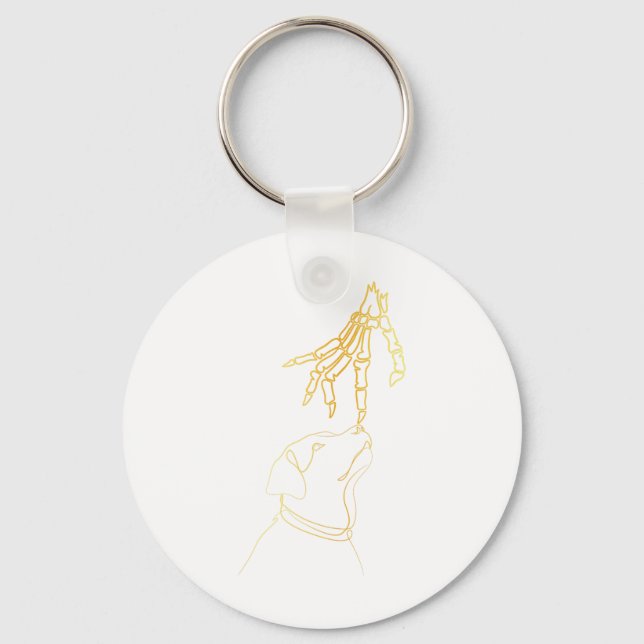 Dog Black Lover Skeleton Hand Funny Halloween 2023 Keychain (Front)