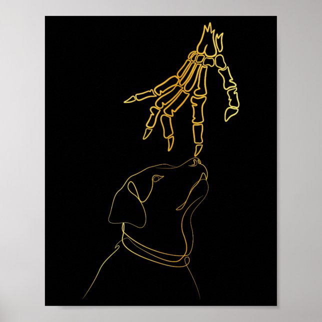 Dog Black Lover Skeleton Hand Funny Halloween  Poster (Front)