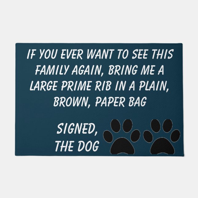 Dog Blackmail Turquoise Door Mat (Front)