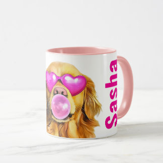 Dog Blowing Bubble | Add Your Name Mug