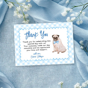 Dog Blue Gingham Baby Shower Thank You Card