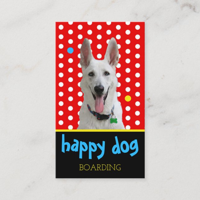 Dog Boarding Happy Dog Photo Kennel Business Card (Front)