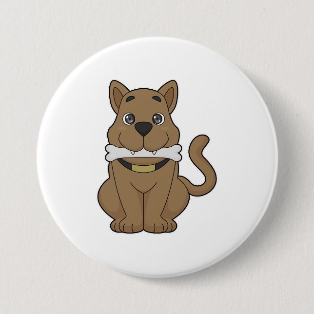 Dog Bone 3 Inch Round Button (Front)