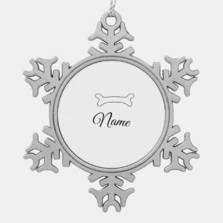 Dog bone add dog name photo custom personalized  snowflake pewter christmas ornament